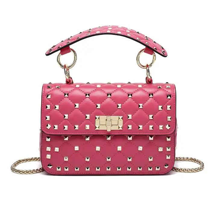 Sacs à main pour femmes en peau de mouton en cuir Rivet chaîne sac concepteur