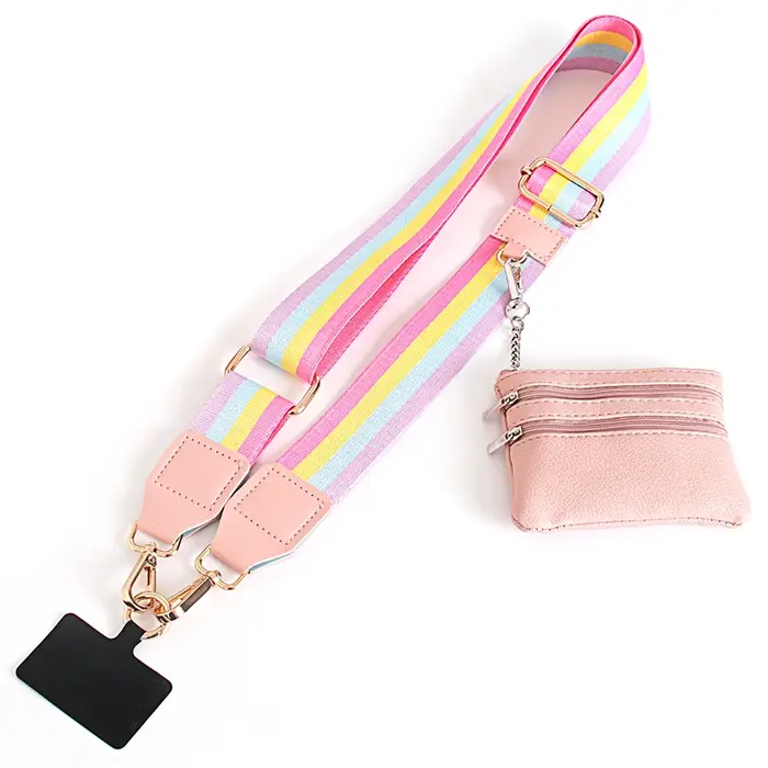Lanière de téléphone avec poche zippée et sac de rangement, larges sangles en Nylon réglables, peut