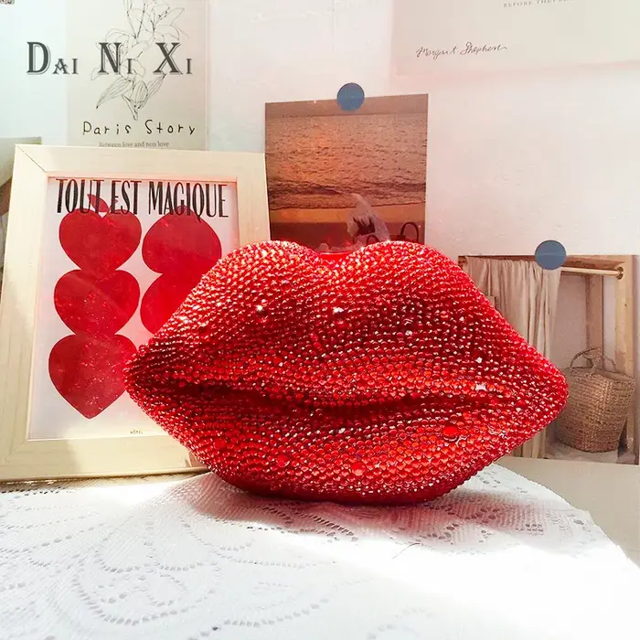 Dai Ni Xi-Sacs de soirée en cristal rouge pour femmes, sac à main de mariage pour dames, diamant com