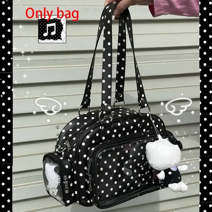 Sac Boston à pois avec fenêtre transparente