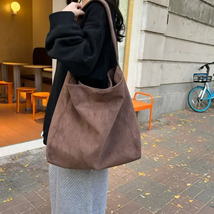 Sac fourre-tout en daim pour femmes automne hiver givré décontracté grande capacité sacs à bandoulière de transport