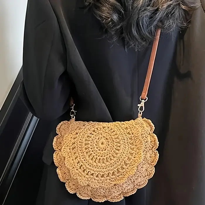 Nouveau sac à main vintage tressé, sac de plage rond d'été pour les vacances, sac bandoulière en pai