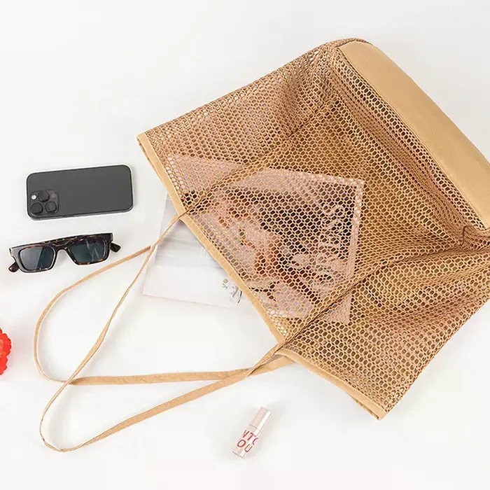 Sac fourre-tout d'été en maille respirante pour femme, sac à bandoulière léger