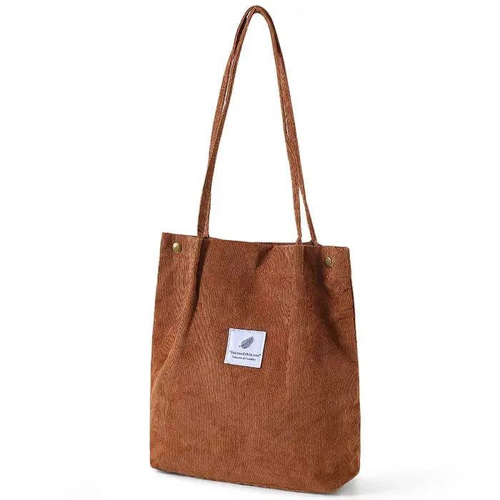 Sac à bandoulière en velours côtelé grande capacité