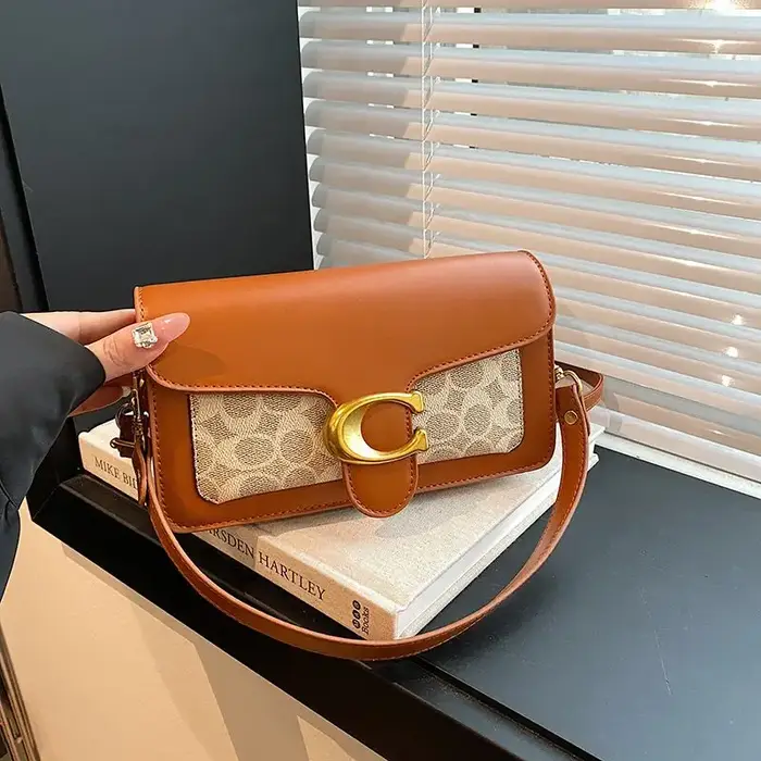 Sac à bandoulière de luxe Tabby avec boucle en C pour femme, en cuir imprimé vintage, sac sous le bras, 2 sangles amovibles, petit sac carré à bandoulière