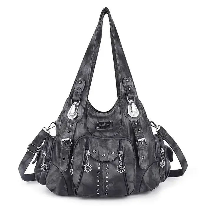 Sacs à main vintage pour femmes, sacs à bandoulière en cuir PU tendance, sacs à main de grande capac