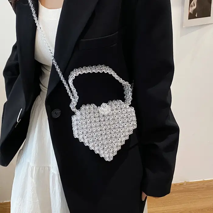 Pochette en cristal perles tissé à la main sac