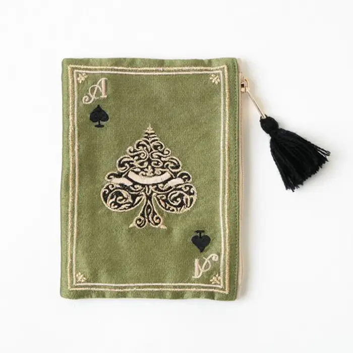 Pochette cosmétique brodée à la main de style japonais, motif ethnique rétro avec franges, pochette