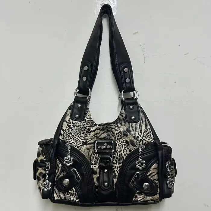 Sac à bandoulière Angel Kiss Vintage Y2K à imprimé léopard
