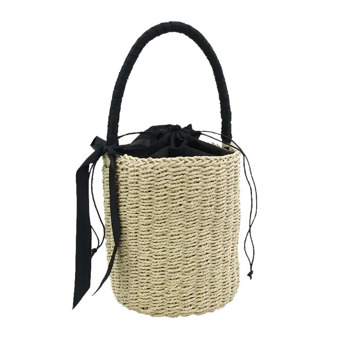 Sac à main en paille fait à la main pour femmes, fourre-tout de plage, style bohème tissé, avec nœud