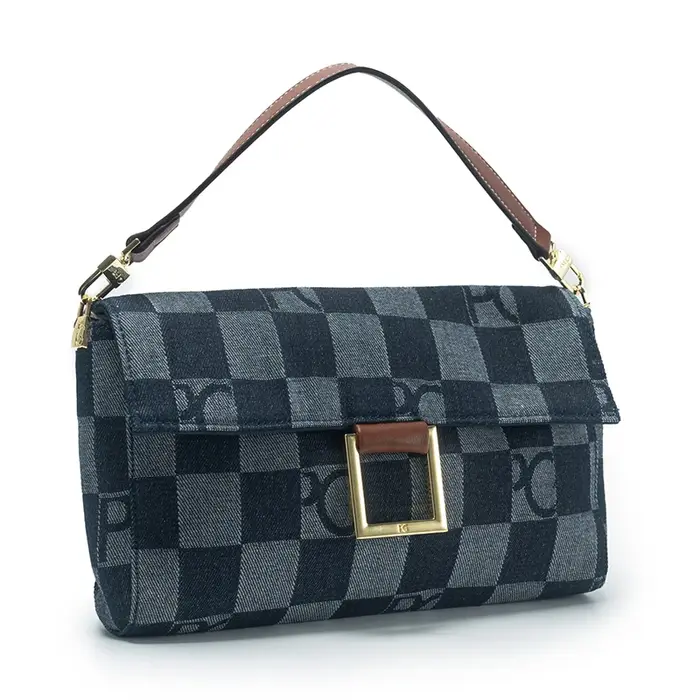 Sac à main PG pour femme, sac à bandoulière en jean à motif damier de luxe, sac à rabat élégant avec