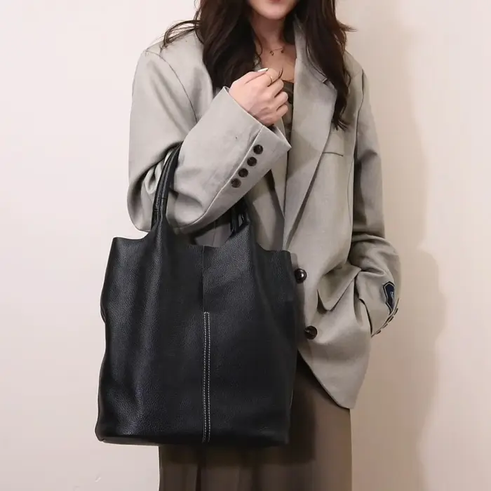 Sac fourre-tout de luxe en cuir véritable grande capacité pour femme