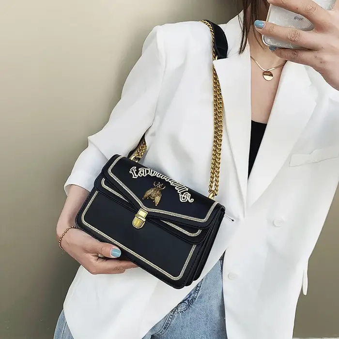Marque de luxe femmes sac à main 2025 nouveau rétro abeille femme sac à bandoulière Simple fil à broder en cuir PU sacs