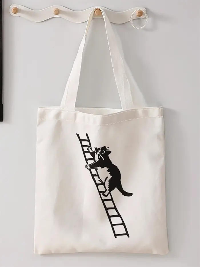 Sac à main décontracté imprimé motif chat noir