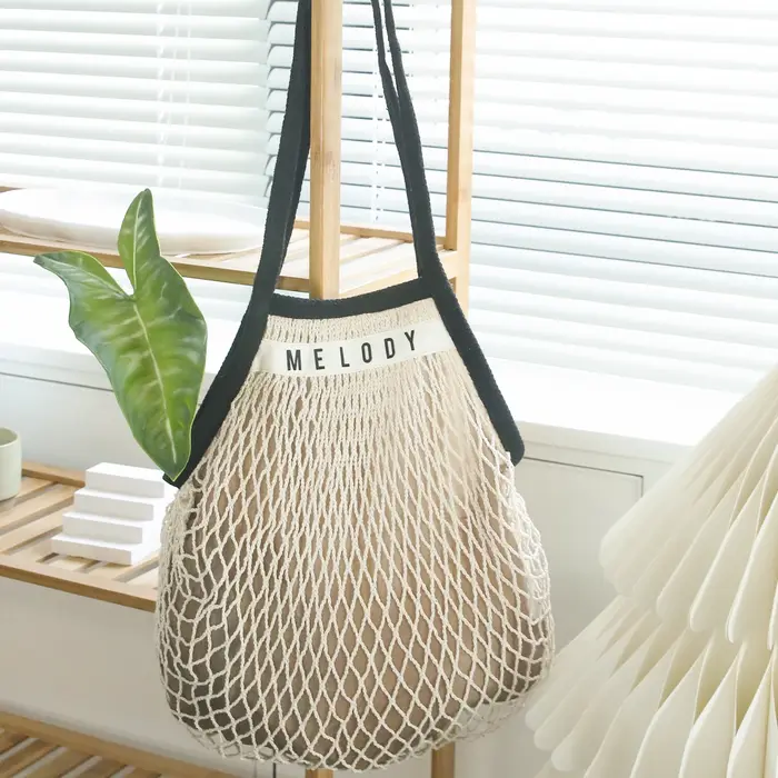 Sac en coton biologique en maille avec nom personnalisé