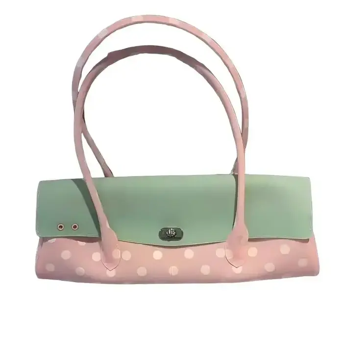 Sac bandoulière texturé en PVC à pois et blocs de couleur, mignon, élégant et original, pour femme,