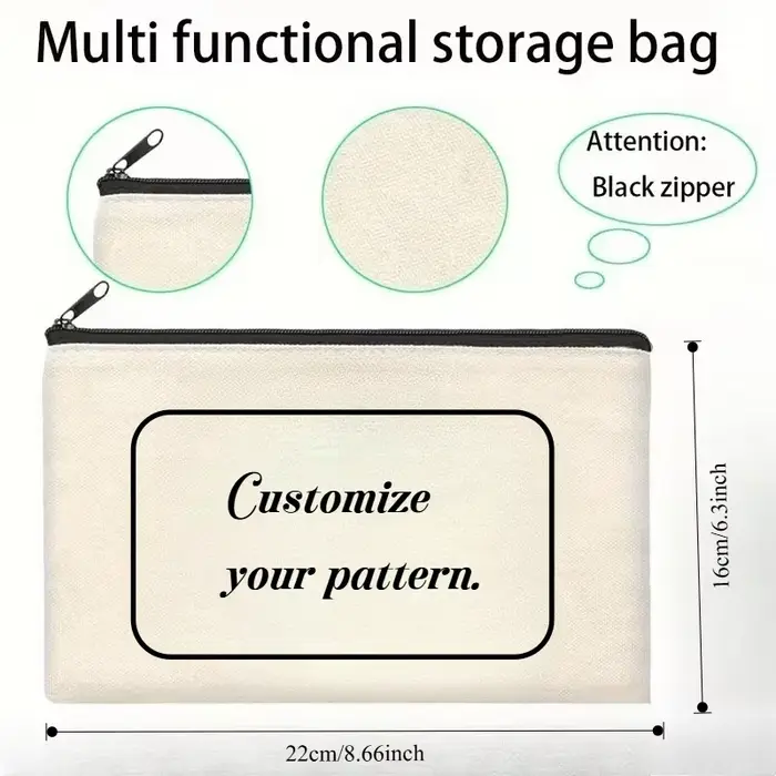 1 pièce, sac à maquillage personnalisé en toile avec photo