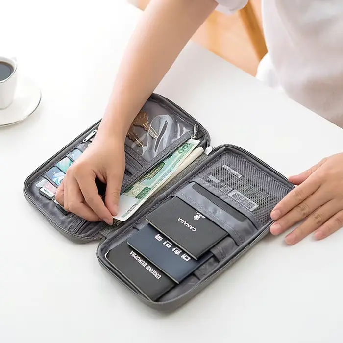 Organisateur de documents de voyage-porte-passeport étanche avec blocage RFID
