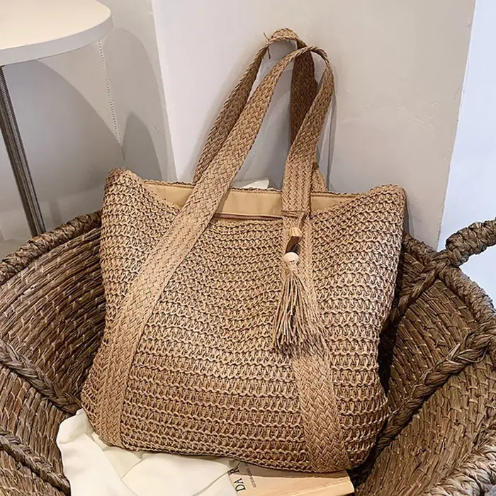 Sac à main d'été en paille tissé à la main pour femme