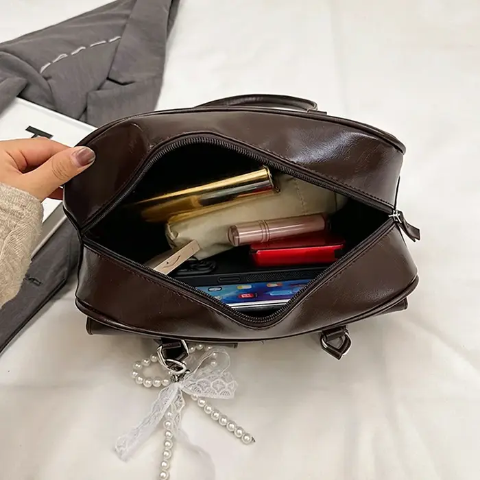 Sac à main de Bowling marron de grande capacité pour femmes
