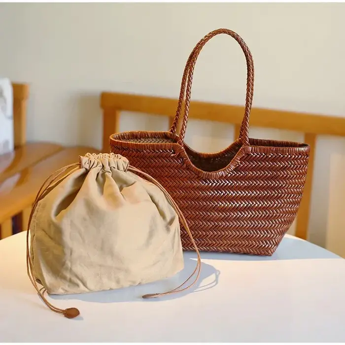 Sac fourre-tout en rotin tressé pour femme