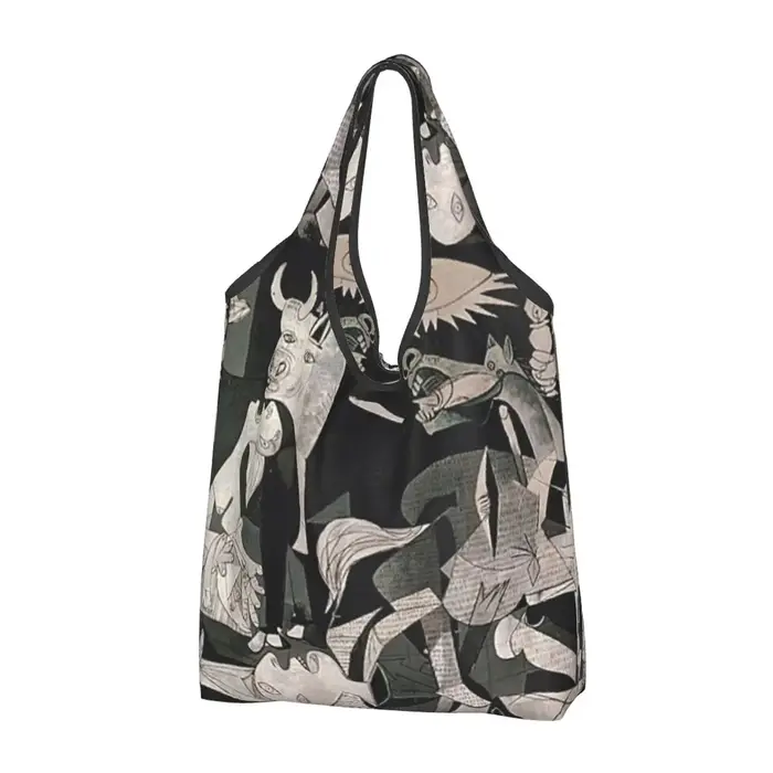 Personnalisé drôle espagne Pablo Picasso Guernica Shopping sac fourre-tout Portable épicerie Shopper