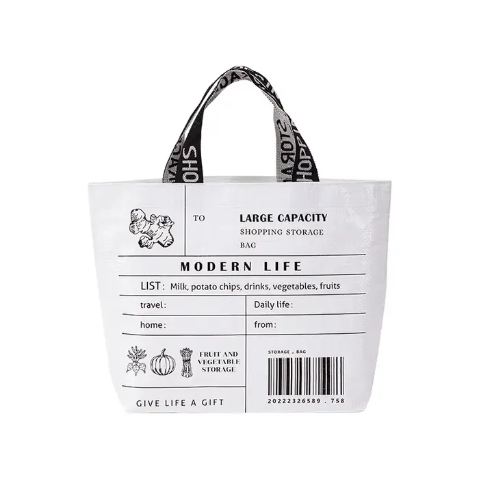 Sac d'épicerie de supermarché étanche de grande capacité, sac de courses tissé PP Portable à une épa