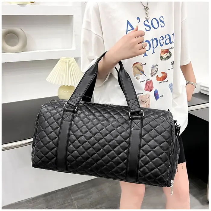 Sac à main en cuir PU pour femme, sac fourre-tout de sport, sacs de fitness, sac à bandoulière de voyage, chaussures de sport initiées, poche de week-end