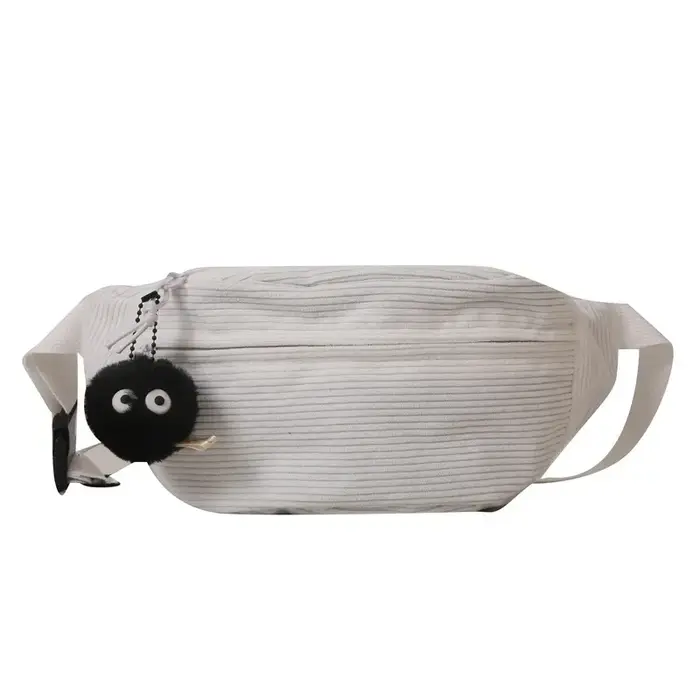 Sac banane femme en velours côtelé et toile, sac à bandoulière, sac de poitrine, sacoche pour étudia