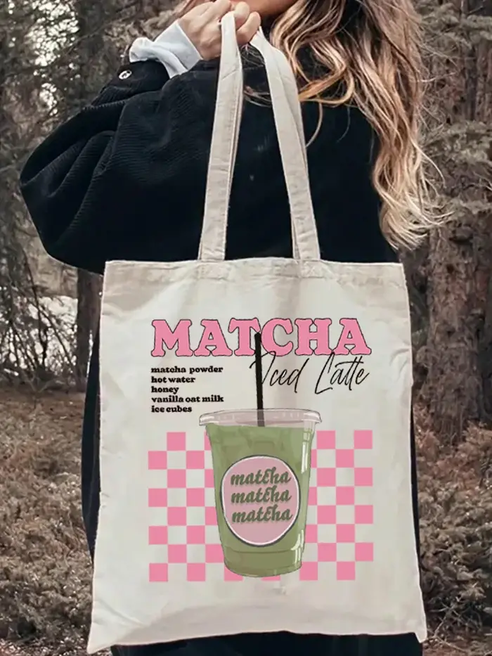 Sac fourre-tout en toile à motif Matcha Latte