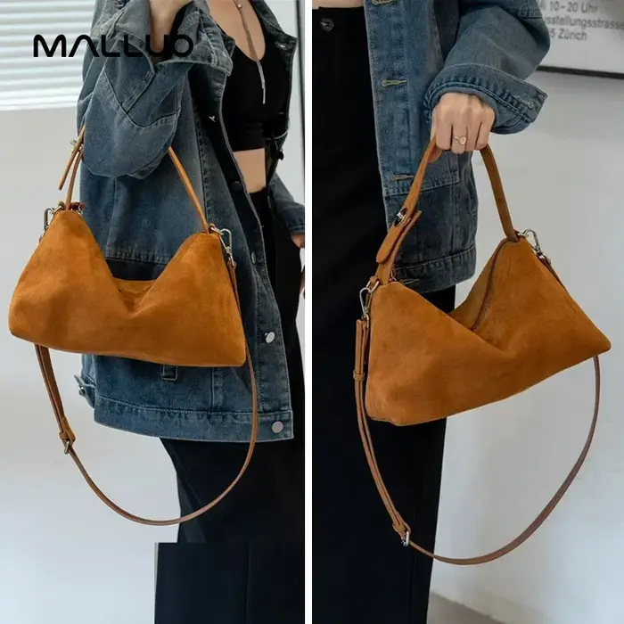 Sacs à bandoulière en cuir de vache en daim pour femmes, grand fourre-tout Boston en daim souple et