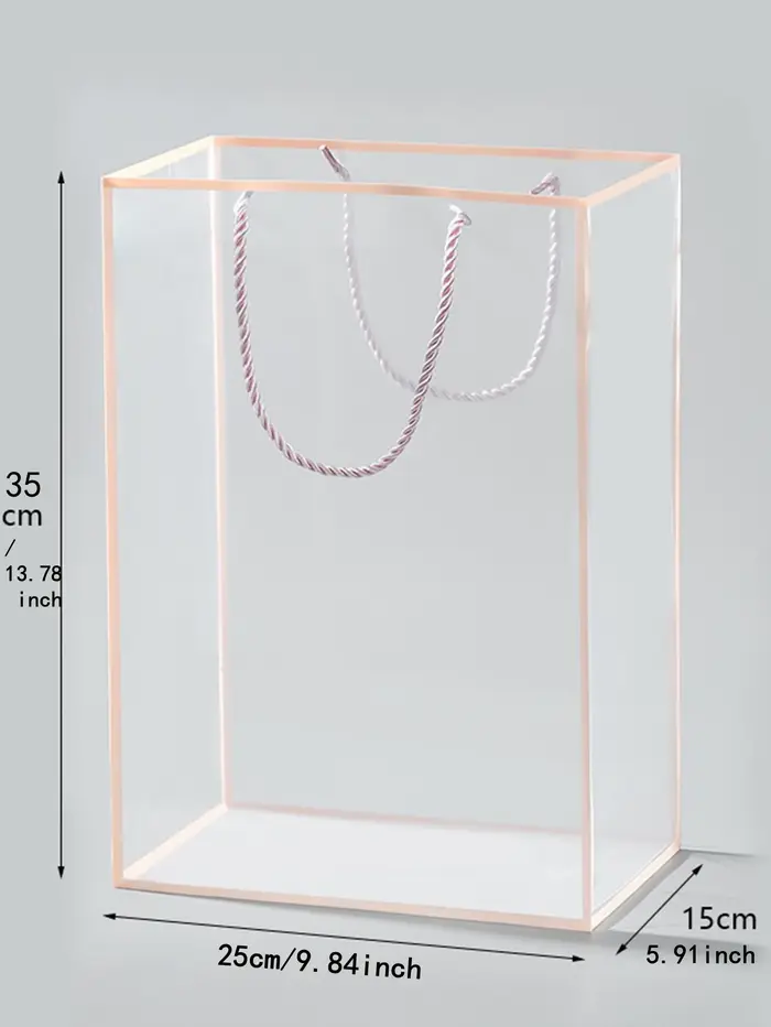 Sac fourre-tout à bordure noire blanche et rose, sacs à provisions cadeaux à fenêtre transparente, s