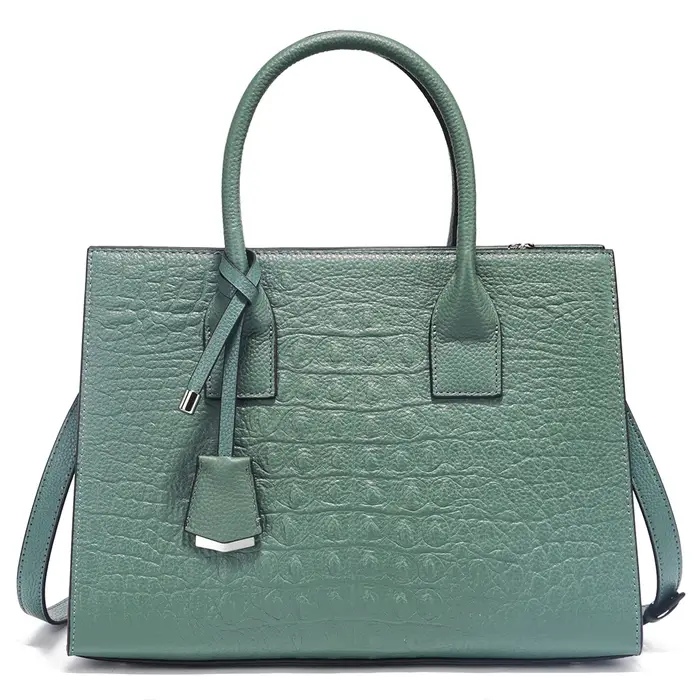 Zency noir kaki tempérament femmes sac fourre-tout élégant haut poignée sacs véritable cuir marque de luxe concepteur