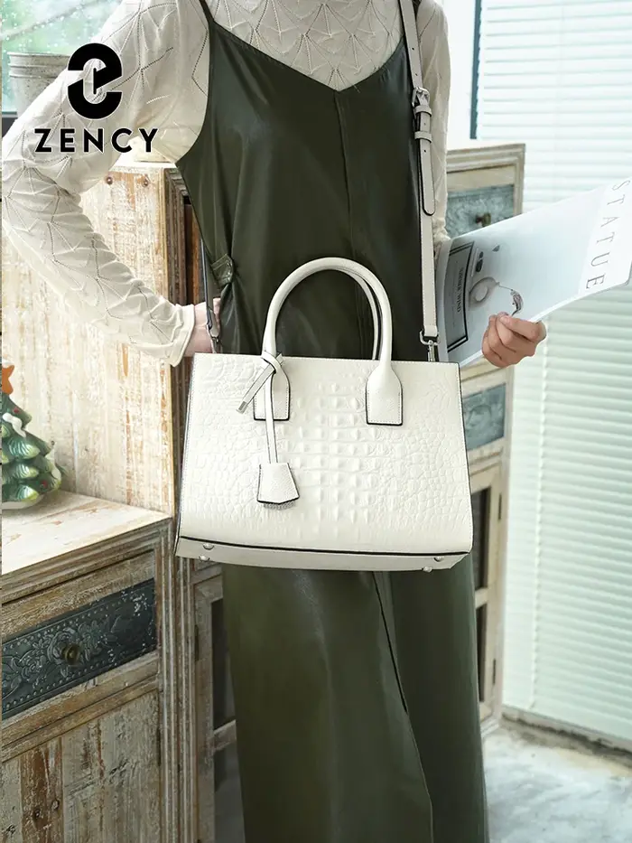 Sac fourre-tout spacieux Zency pour femme en cuir véritable de vachette