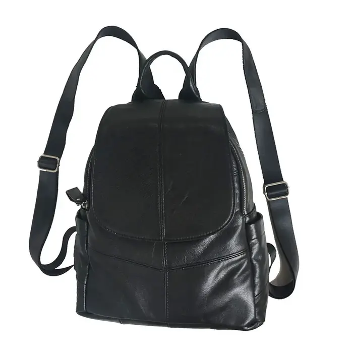 Sac à dos en cuir véritable antivol pour femme