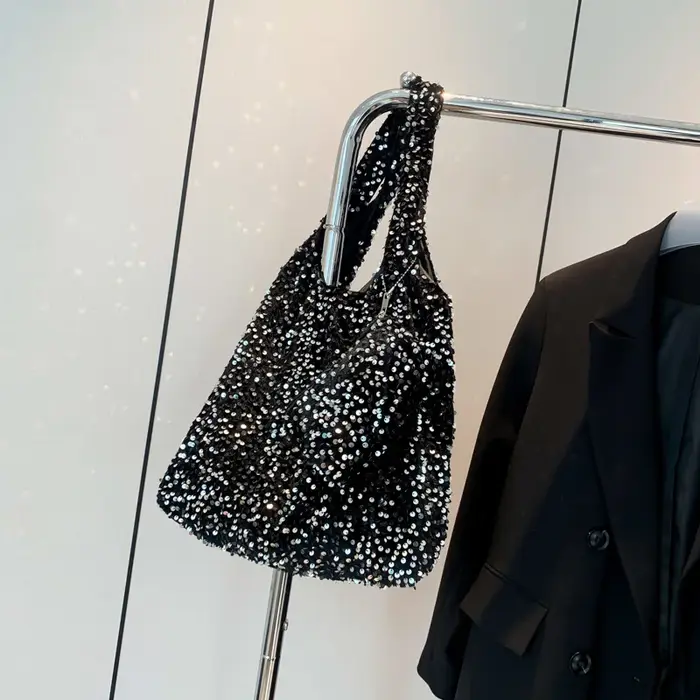 Sac fourre-tout pour femmes, sac à bandoulière à paillettes, sac Hobo tendance de luxe de styliste, 
