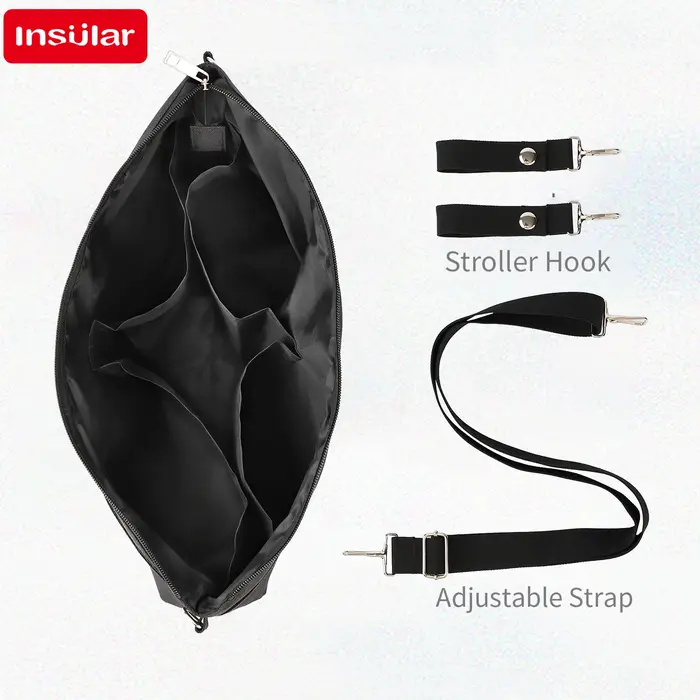 Sac à bandoulière noir grande capacité imperméable pour maman