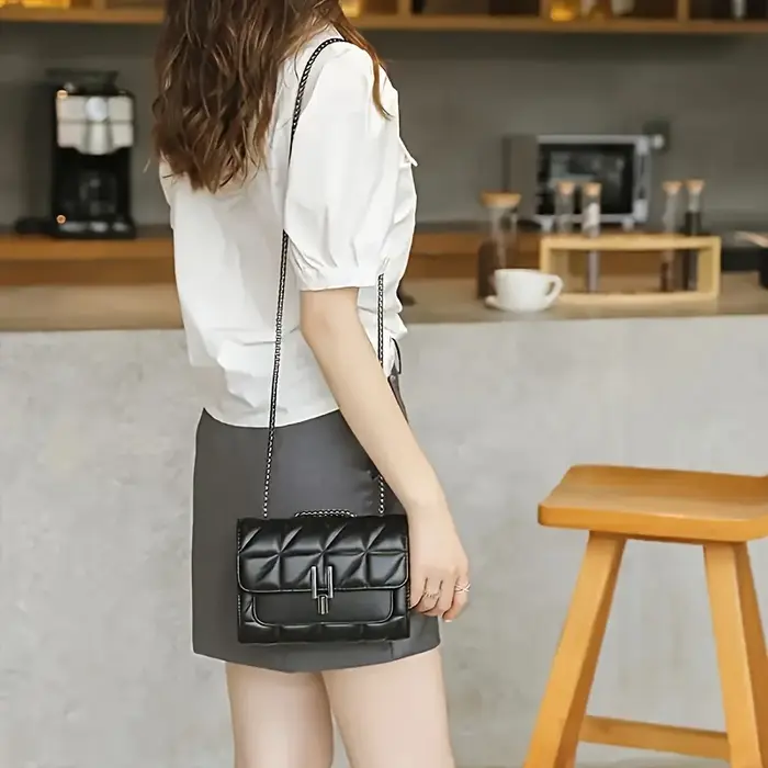 Mini sac à bandoulière en Tartan noir élégant