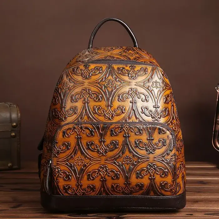 Sacs à dos en cuir faits à la main pour femmes, paquet d'automne et d'hiver, couche supérieure en re