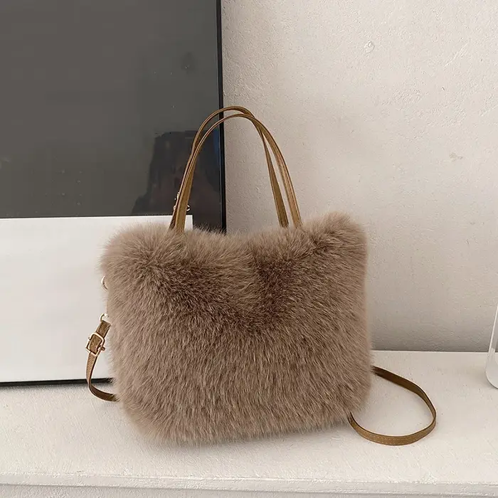 Sac fourre-tout en fausse fourrure pour femmes, seau en peluche, Design de luxe, sacs à main doux d'