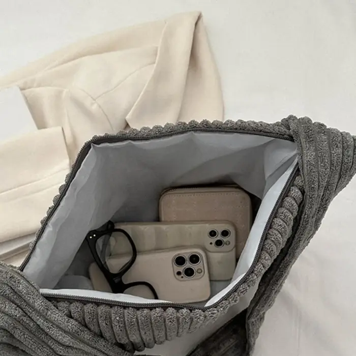 Sac à Main en Velours Côtelé pour Femme
