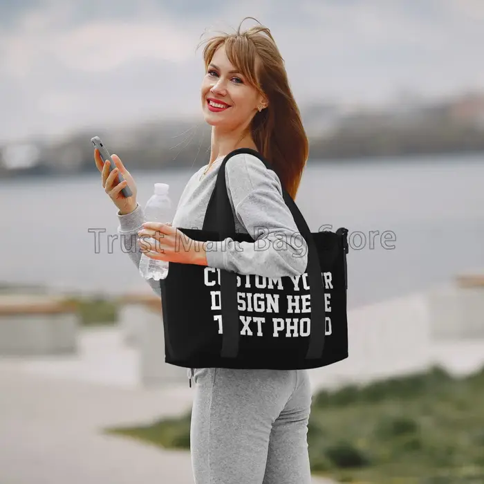 Personnalisez votre conception texte Photo impression sacs de sport personnalisé Durable week-end sac de nuit pour femmes hommes voyage sac de bagage