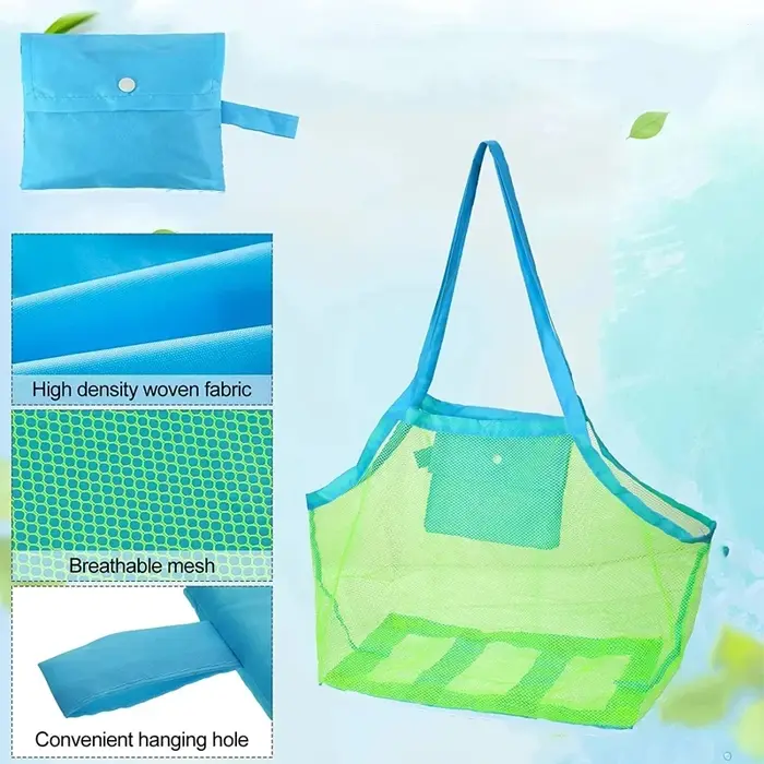 Grand sac de plage multicolore en maille