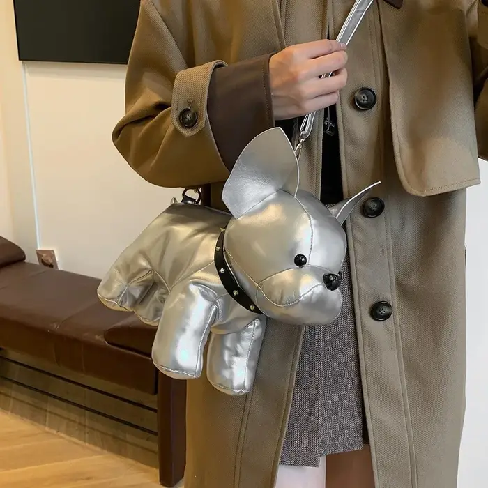 Sac bandoulière créatif en cuir PU en forme de bouledogue français, sac à main fantaisie pour femmes, usage quotidien décontracté.