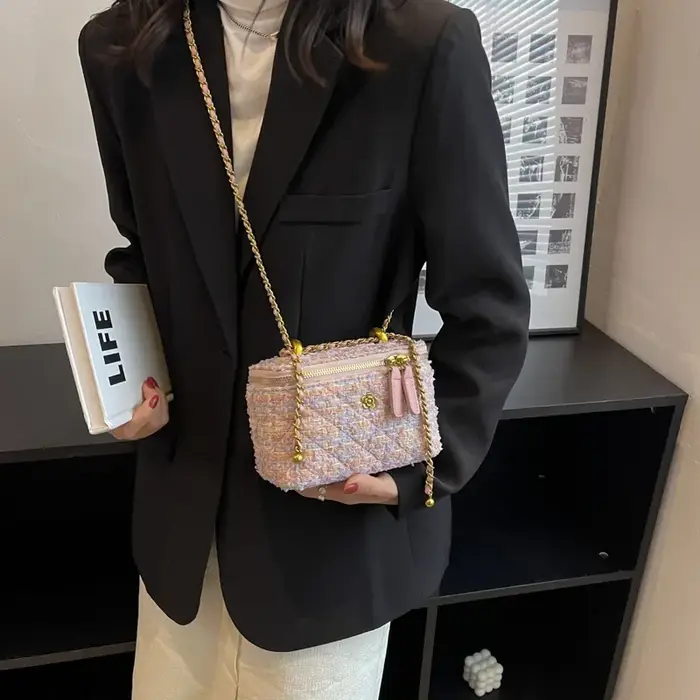Mini sac à bandoulière en tissu à chaîne pour femmes