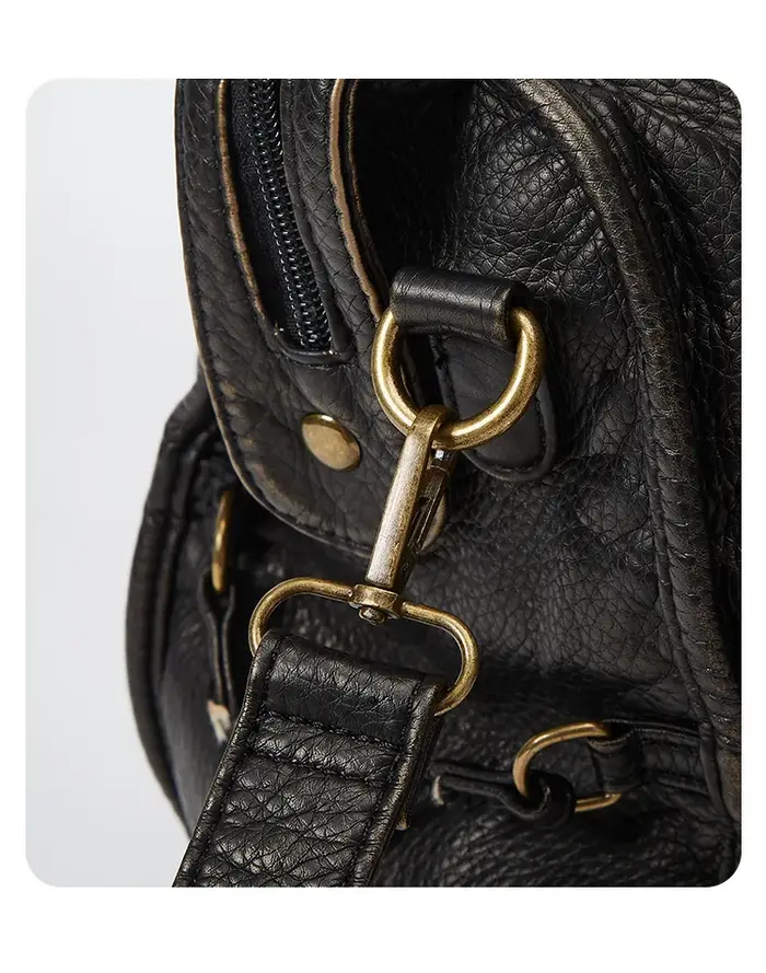 SHELKSBAG femmes sac de ville Vintage Antique Bronze PU bandoulière fourre-tout sacs grande capacité