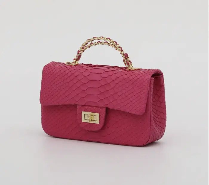 Sac à bandoulière en cuir de python véritable pour femmes