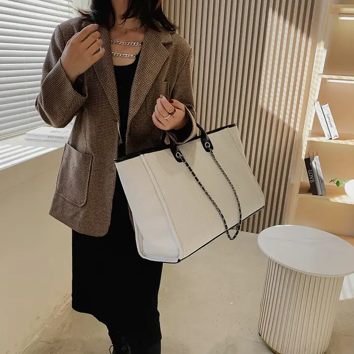 Sac à main en toile de grande capacité pour femme