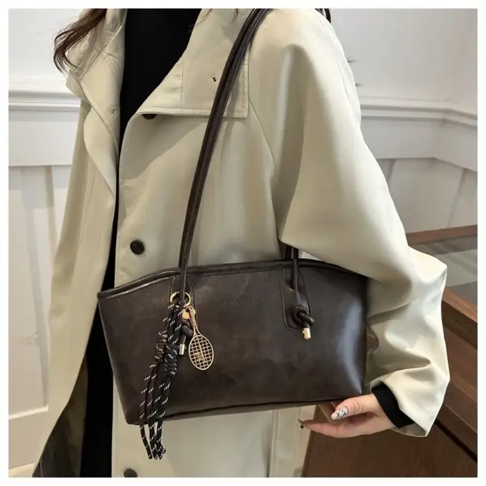 Y2K tendance sac à bandoulière de travail en cuir PU grande capacité Simple femme sac