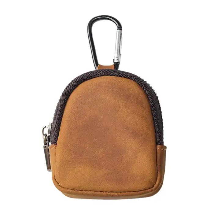 Mini porte-monnaie en cuir PU avec mousqueton, petit sac de rangement portable pour clés, écouteurs,